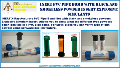 Inert Metal Pipe Bomb with black and smokeless powder inserts  X-Ray Accurate Explosive Simulant