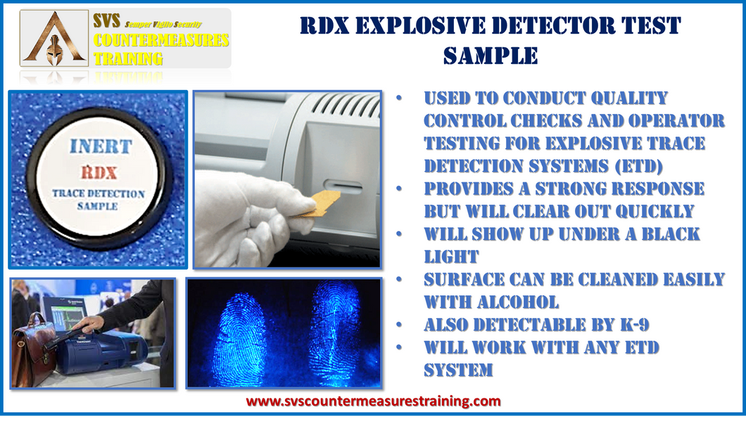 RDX Explosive Trace Detection Testing/Training Inert Sample