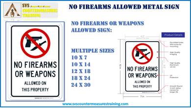 No Firearms or Weapons Allowed Sign