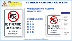 No Firearms or Weapons Allowed Sign